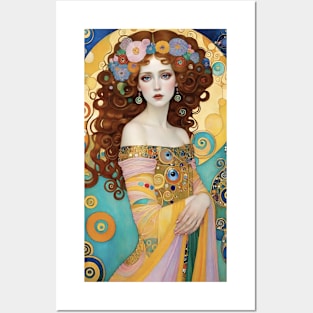 Gustav Klimt's Opulent Muse: Inspired Woman in Golden Splendor Posters and Art